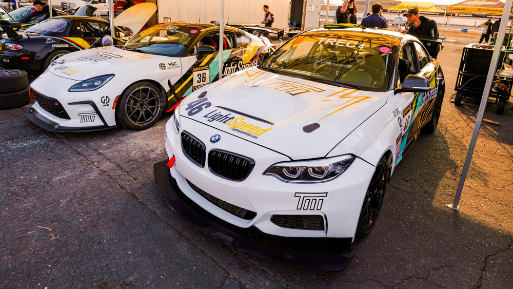 LightSpeed BMW M240i Racing #46 in the LightSpeed paddock at the Thunderhill 12 Hour